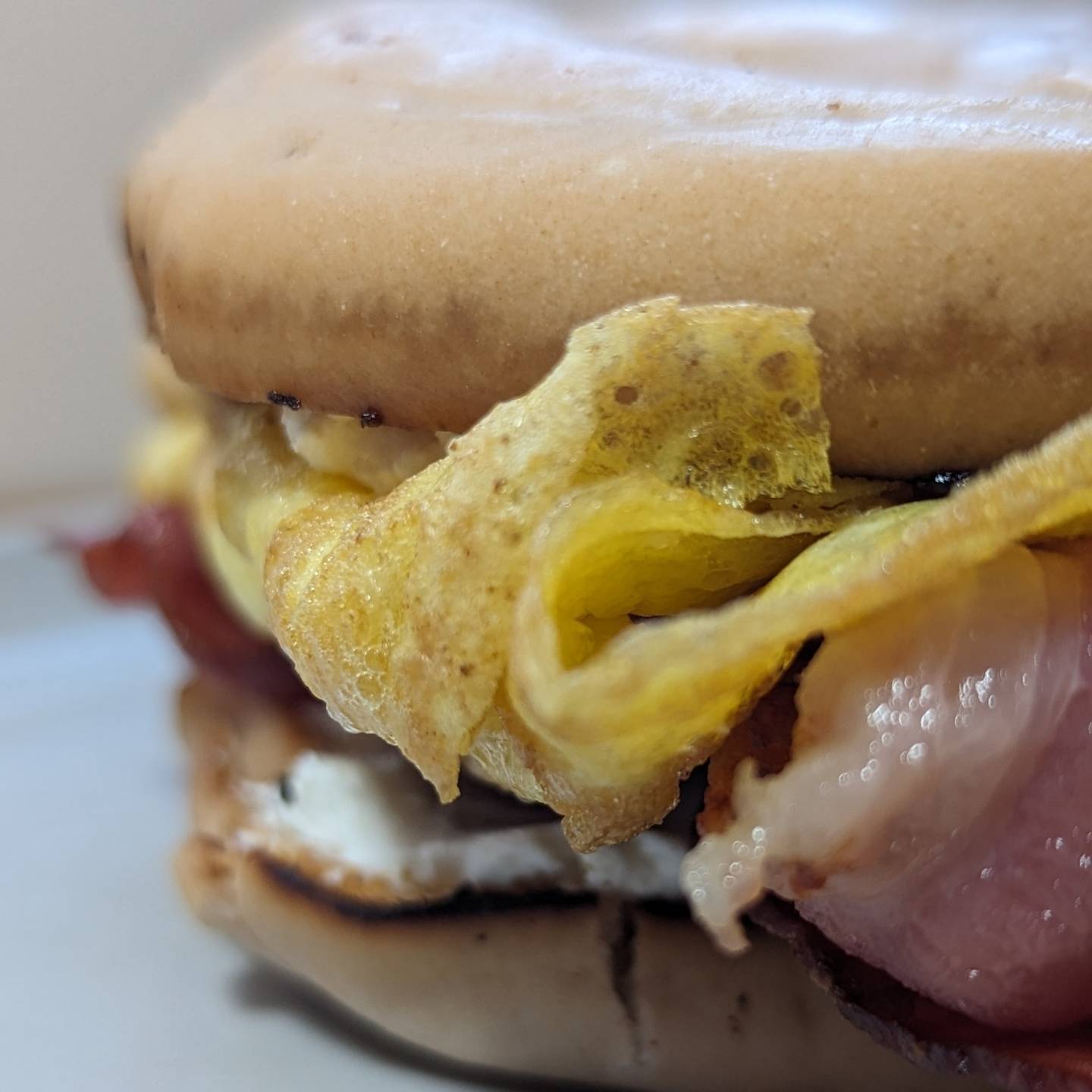 Today's breakfast sandwich@carbonautbaking bagel, cream cheese, bacon. Scrambled eggs folded over. Simple, quick, delicious. The only seasoning used was @redmondrealsalt ancient grains salt. The bagel was toasted in the pan after cooking the bacon, the. The egg cooked in the same pan. This was a one pan, one plate meal and that makes it even better.Shout-out to @mrbsbackyardbbq for inspiring me to make a breakfast this morning.#breakfastsandwich #baconegg #lowcarb #sandwichoftheday #breakfast #eggsandwich